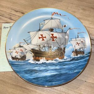 1982 Royal Cornwall Collectors Plate Santa Maria 2 Thousand Yrs of Sailing Ships